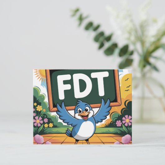 Ein Vogel mit FDT-Zeichen Postkarte (Stehend Vorderseite)