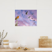 Ein Vogel schaut auf den wunderschönen HimmelsSonn Poster (Küche)