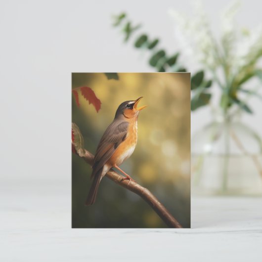 Ein Vogel singt morgens Postkarte (Stehend Vorderseite)