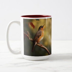Ein Vogel singt morgens Zweifarbige Tasse