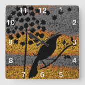 Ein Vogel unter den Federn Quadratische Wanduhr (Vorderseite)