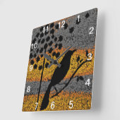 Ein Vogel unter den Federn Quadratische Wanduhr (Winkel)