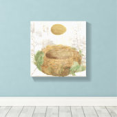 Ein Vogelnest mit einem braunen Ei Leinwanddruck (Insitu (Holzboden))