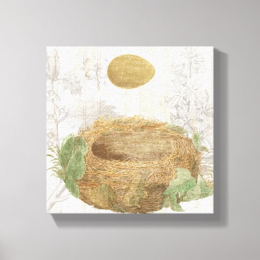 Ein Vogelnest mit einem braunen Ei Leinwanddruck (Vorderseite)