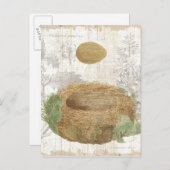 Ein Vogelnest mit einem braunen Ei Postkarte (Vorne/Hinten)