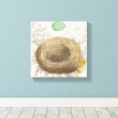 Ein Vogelnest mit einem grünen Ei Leinwanddruck (Insitu (Holzboden))