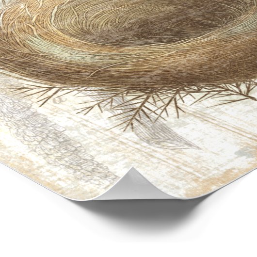 Ein Vogelnest mit einem grünen Ei Poster (Ecke)