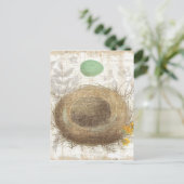 Ein Vogelnest mit einem grünen Ei Postkarte (Stehend Vorderseite)