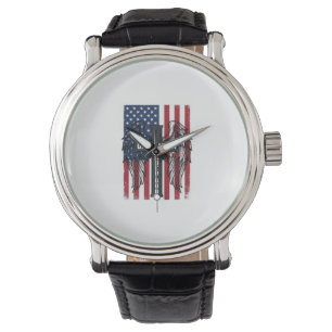 Ein Volk unter Gott Patriotisches Kreuz Flügel Shi Armbanduhr