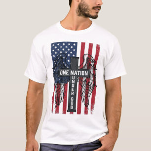 Ein Volk unter Gott Patriotisches Kreuz Flügel Shi T-Shirt