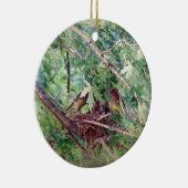 Ein Vollnest, Eltern und Babyvögel Keramikornament (Rechts)