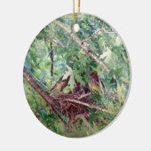 Ein Vollnest, Eltern und Babyvögel Keramikornament (Links)