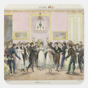 Ein von Charles Etienne eingrabener "Society Ball" Quadratischer Aufkleber