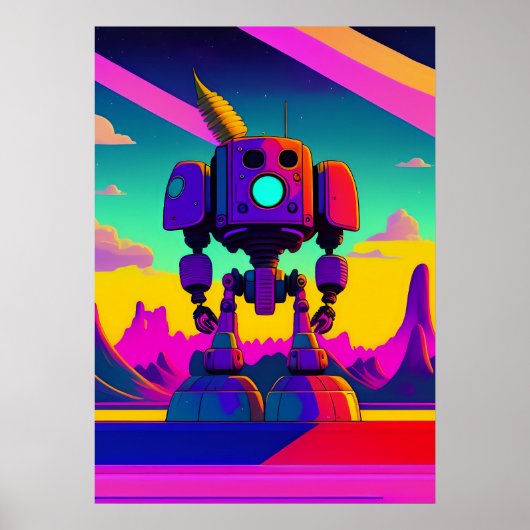 Ein von den 60ern inspirierter Skelett-Roboter Poster (Vorne)