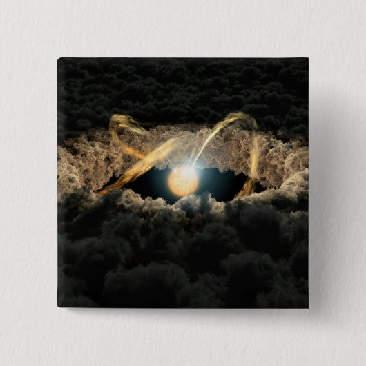 Ein von einer protoplanetären Diskette umgebener S Button (Vorderseite)