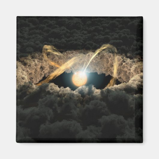 Ein von einer protoplanetären Diskette umgebener S Magnet (Vorne)