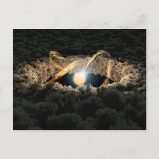 Ein von einer protoplanetären Diskette umgebener S Postkarte (Vorderseite)