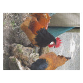 Ein Vorwerks-Hühnerpaar, Rooster und Hen-Eating Tischdecke (Vorderseite (Horizontal))