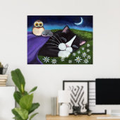 Ein wachsames Auge | Fantasy Tuxedo Cat Art Poster (Heimbüro)
