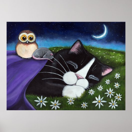 Ein wachsames Auge | Fantasy Tuxedo Cat Art Poster (Vorne)
