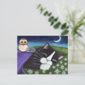 Ein wachsames Auge | Fantasy Tuxedo Cat Art Postkarte (Stehend Vorderseite)