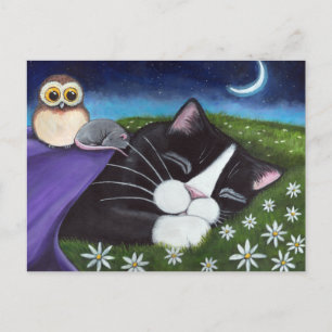 Ein wachsames Auge   Fantasy Tuxedo Cat Art Postkarte