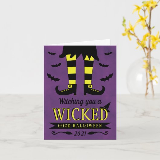 Ein wackeliges gutes Halloween Karte (Gelbe Blume)