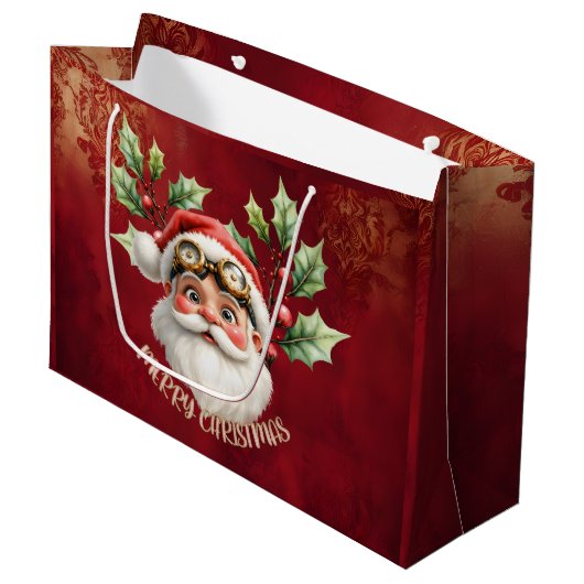 Ein wahnsinniger Steampunk-Weihnachtsmann Große Geschenktüte (Vorderseite Schrägansicht)