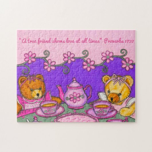 Ein wahres Freund-Liebe jederzeit ~Bears Tee-Party Puzzle (Horizontal)