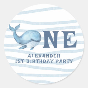 EIN WAL 1. Geburtstag unter dem Meer Runder Aufkleber