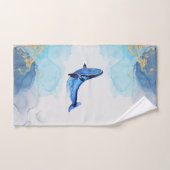 Ein Wal auf Blue Gold Fluid Art in Alcohol Ink Tec Badhandtuch Set (Handtuch)
