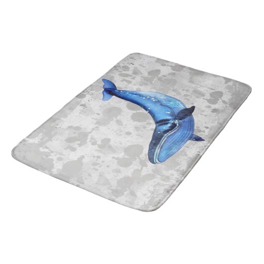 Ein Wal auf Grunge Papier Textur mit grauen Splash Badematte (Schrägansicht)