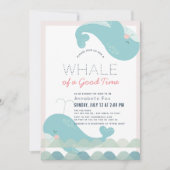 Ein Wal, der eine schöne pinkfarbene Mädchendusche Einladung (Vorderseite)