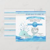 Ein Wal einer Baby-Dusche Niedlich Aqua Blue Gray Einladung (Vorne/Hinten)