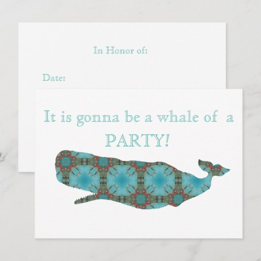 Ein Wal eines Party Einladung (Vorne/Hinten)