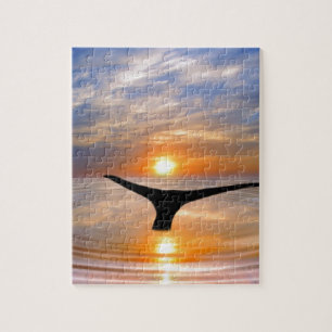 Ein Wal-Schwanz am Sonnenuntergang Puzzle