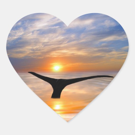 Ein Wal-Schwanz bei Sonnenuntergang Herz-Aufkleber (Vorderseite)