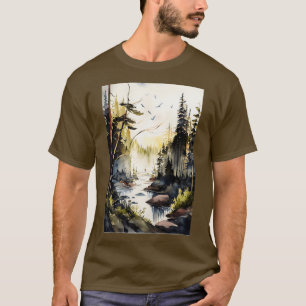 Ein Wald im Herbst Wasserfarbe T-Shirt