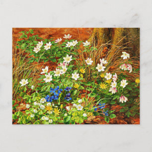 Ein Waldboden mit Anemonen und Violetten Postkarte