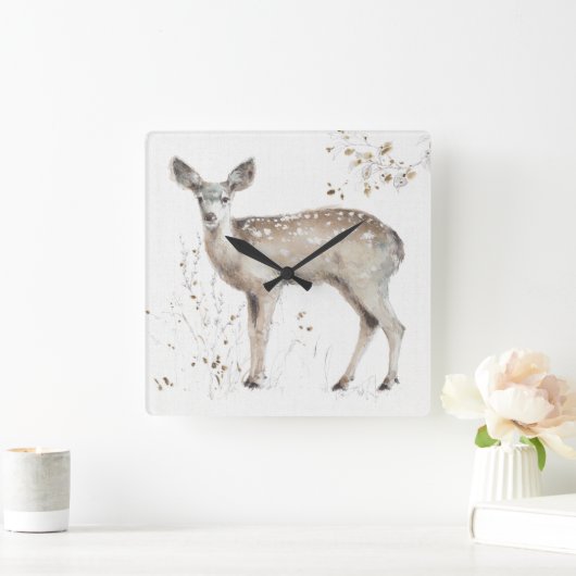 Ein Waldweg IX Quadratische Wanduhr (Zuhause)