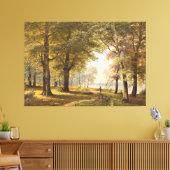 Ein Waldweg mit Wanderer im Herbst Leinwanddruck (Insitu (Wohnzimmer))