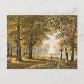 Ein Waldweg mit Wanderer im Herbst Postkarte (Vorderseite)