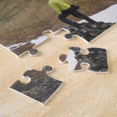 Ein Wanderer blickt auf die Flüsse Nigu und Etivli Puzzle (Seite)