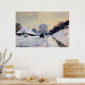 Ein Warenkorb auf der schneebedeckten Straße Poster (Küche)