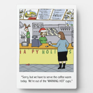 Ein warmer Weihnachtskaffee - Cartoon zum lustigen Fotoplatte