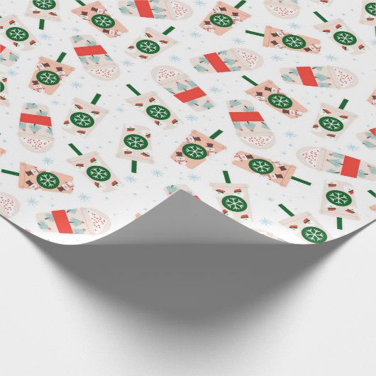 Ein warmes Getränkemuster voller Wintervibes Geschenkpapier (Ecke)