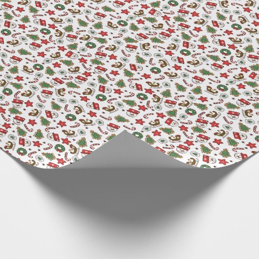 Ein warmes Weihnachtsmuster mit Schneemännern und Geschenkpapier (Ecke)