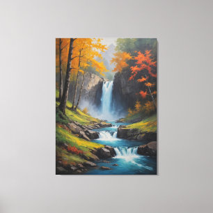 ein Wasserfall in einem Waldbild Leinwanddruck