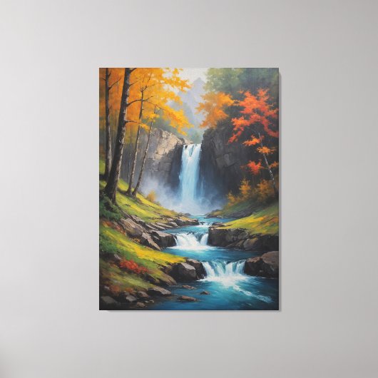 ein Wasserfall in einem Waldbild Leinwanddruck (Vorderseite)