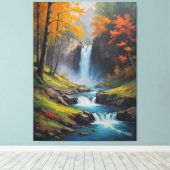 ein Wasserfall in einem Waldbild Leinwanddruck (Insitu (Holzboden))